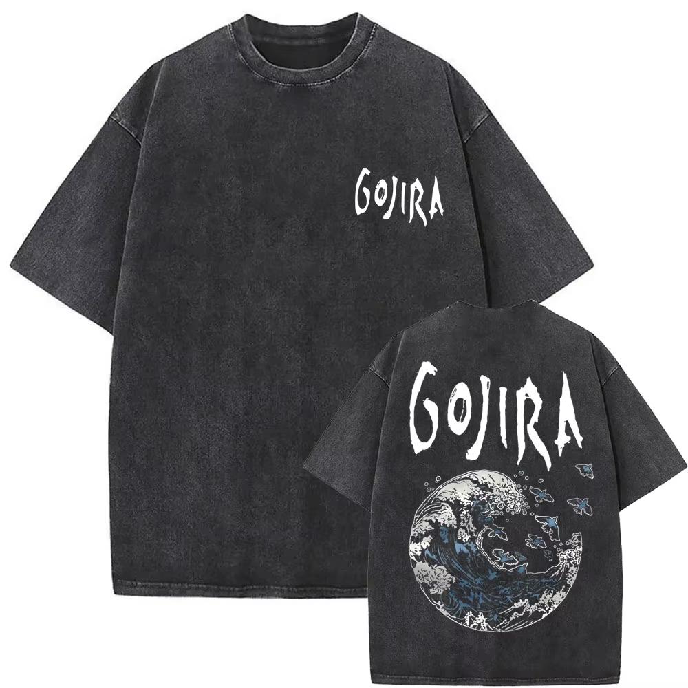 Стирка Винтажная Металлическая Рок-Группа Gojira Футболка От Марса К Сириусу Футболки Мужские Женские Готическая Панк Оверсайз Футболки Уличная Одежда