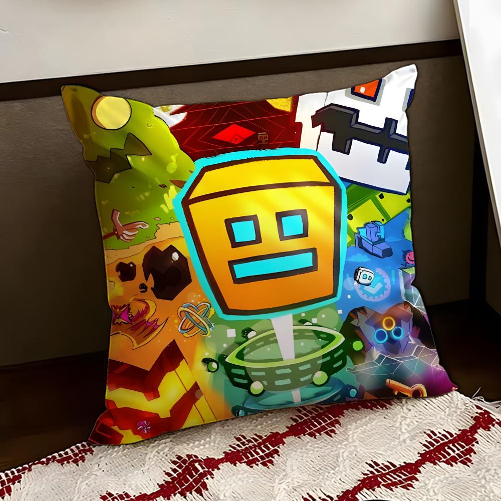 Мультяшная наволочка для игры Geometry Dash, двусторонняя, мягкая, прочная, для дома, автомобиля, многоцелевая, для ежедневного комфорта