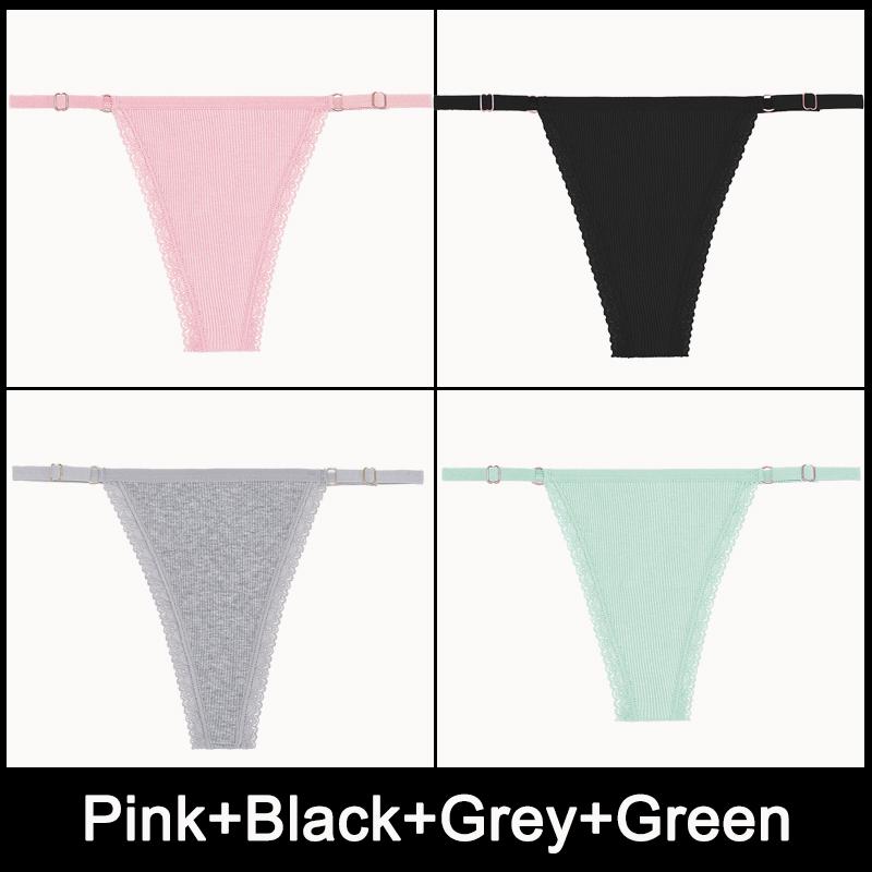 4PCS/Set Adjustable Waist Sexy G-string Panties Cotton Women's Underwear Girl Female Pantys Bikini Lady Thongs Lingerie