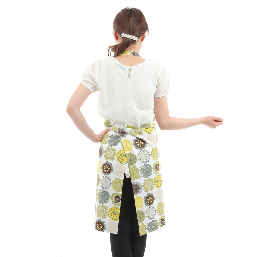 Vita Home Apron Simple Long Nordic Pico Green Cotton Made In Japan 100% Las_002_gr