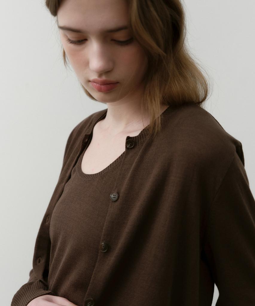 OSTKAKA Cotton Blended Summer Twin Set Mocha