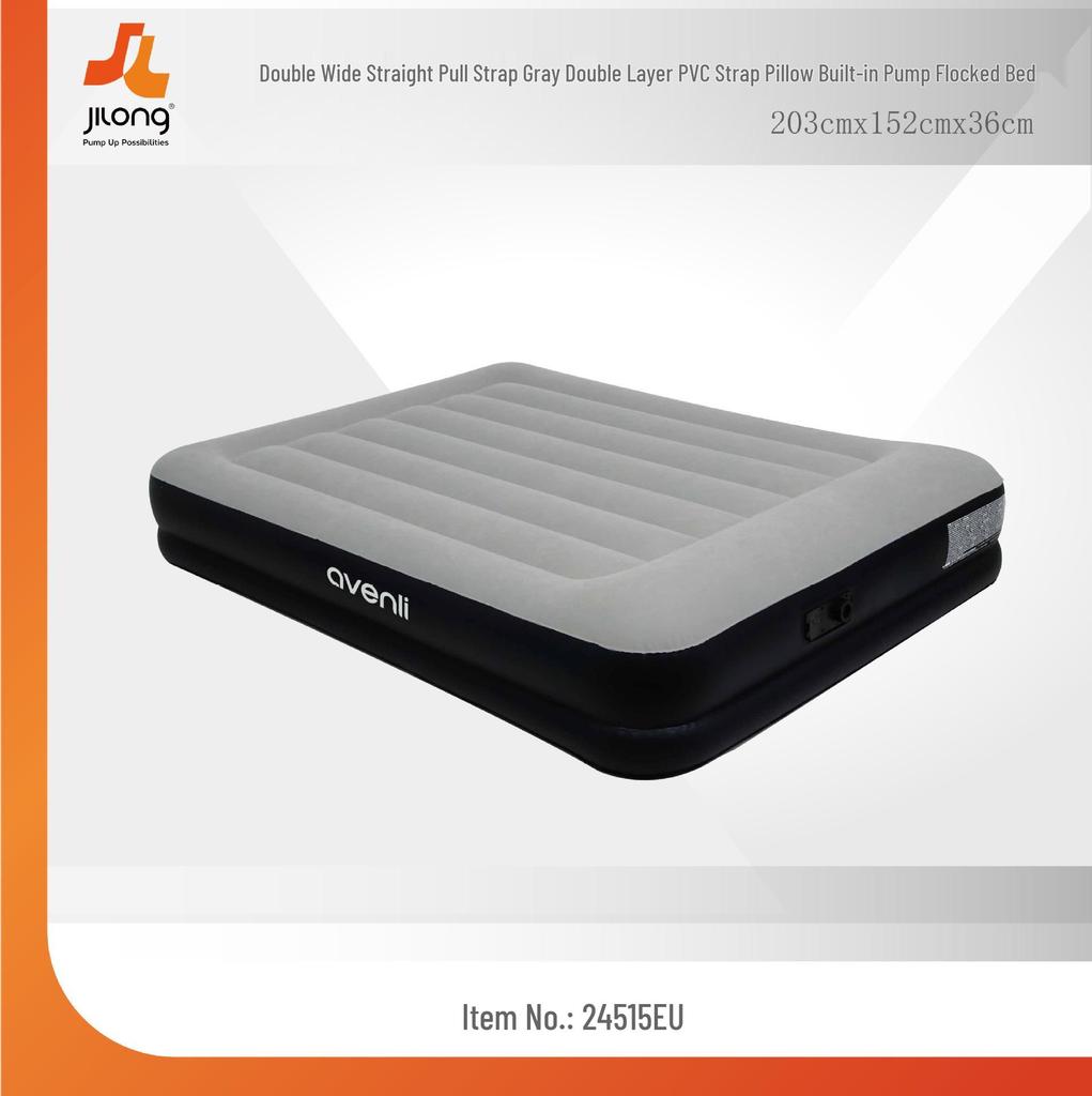JILONG Portable Inflatable Air Mattress with Built-in Pump and Sheet, Double/Single Size, Home Use, Foldable Storage.