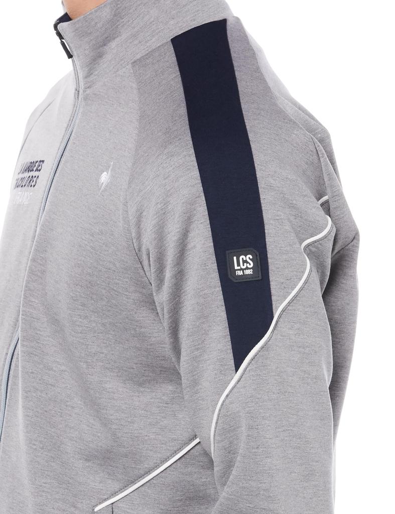 Coq Sportif Полная молния, разрезанный и сшитый картонный трикотажный свитер, удобный, впитывающий пот, гольф QGMWJL51 GY00 LL [Le Golf] [Stretch Forcer] Мужской (Серый)