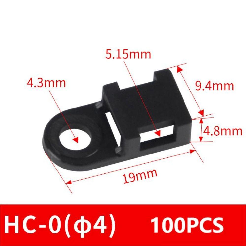 100PCS HC-4 Plastic Wire Mounts Seat Data Line Winder Cable Tie Fixed Seat