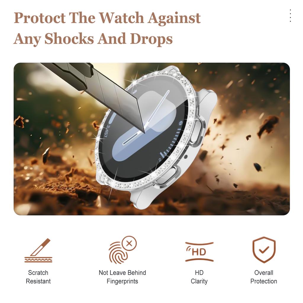 Чехол Glass+Diamond для Samsung Galaxy Watch 7 44 мм 40 мм, аксессуары, защитный жесткий защитный чехол для ПК, защитный бампер для Galaxy Watch 7 40 мм