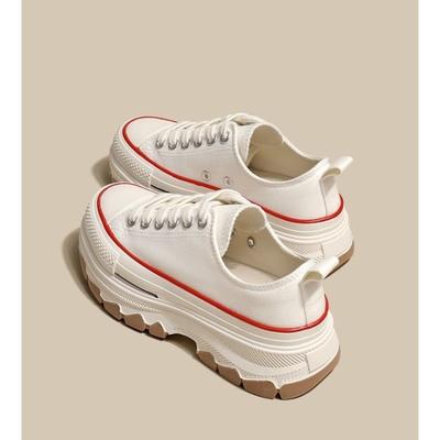 Холщовые туфли Tide толстая подошва волнистое дно низкий верх увеличивающие рост большая голова универсальные повседневные спортивные туфли маленькие белые туфли женские