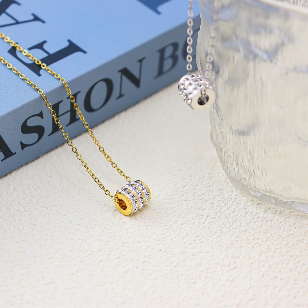 Маленькая талия с бриллиантами и нержавеющая титановая сталь, не тускнеющая, ожерелье для женщин, холодный тренд, кулон, цепочка для ключицы