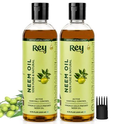 Rey Naturals Масло Ним холодного отжима 200 мл Для роста волос и контроля перхоти, Удаления вшей и гнид, Ухода за кожей при акне и экземе, Омолаживающее масло для лица