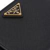 Prada Metal triangle logo snap closure Saffiano leather wallet small women's black