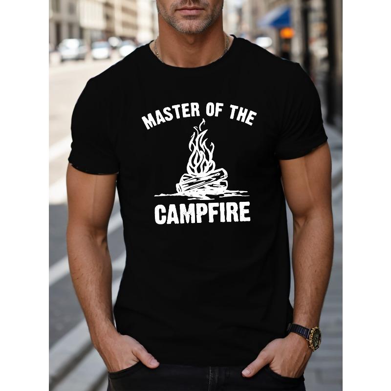 Мужская футболка Campfire Master с принтом европейского размера - повседневная, с коротким рукавом, из дышащего хлопка, летний геометрический принт.