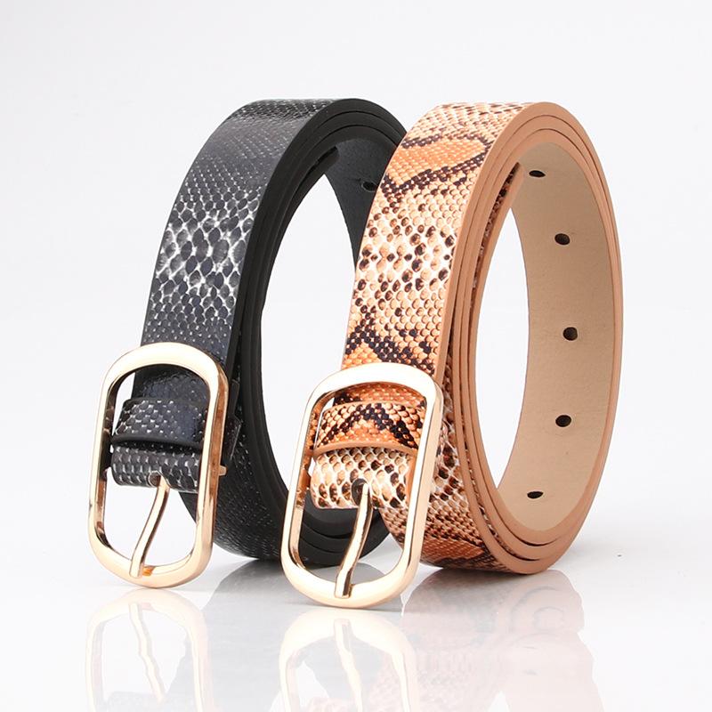 2025 Vintage Snake Leopard Print Belt for Women Black Fashion Waist Leather Belt for Lady Female Waistband Belts
