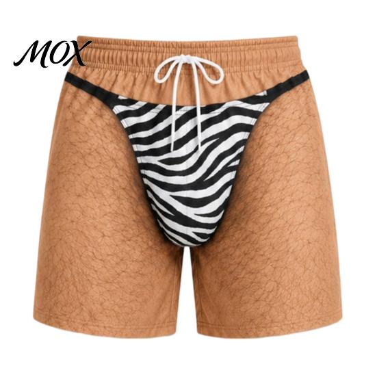 Funny Gift for Men Hairy Booty Shorts, Cheeky Swim Trunks, 3D Fun Flamingo Pattern Shorts Butt Print Beach Summer Vacation Pool Party Surfing Gear