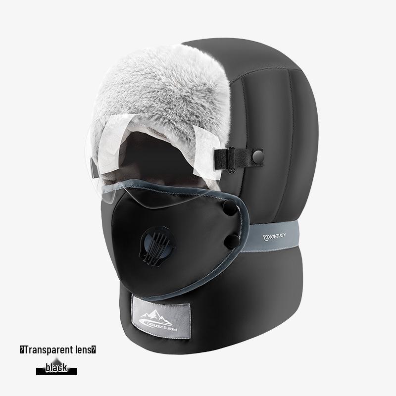 Зимняя шапка-ушанка для мужчин и женщин: Катание на лыжах на открытом воздухе, Подкладка из бархата, Теплые с очками, Ветрозащитные и водонепроницаемые