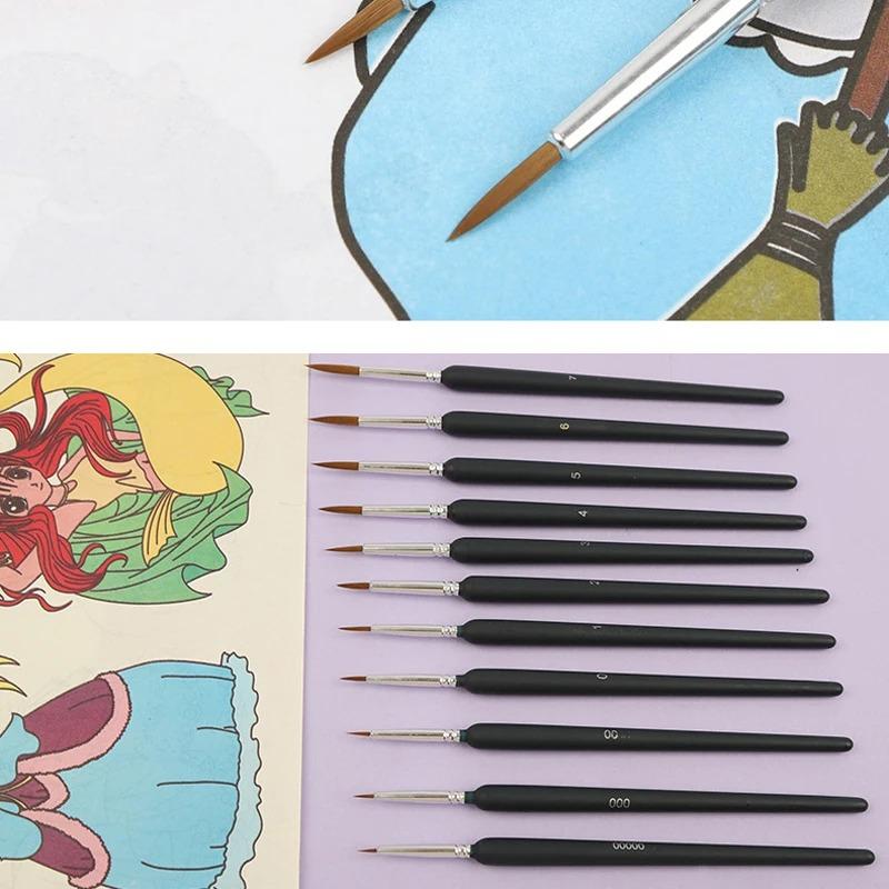 11 шт. Миниатюрные кисти для рисования, набор из 11 кистей для рисования мелких деталей, тонкая мини-кисть для рисования акварелью, акриловая краска для лица