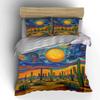 Cactus, swirling sky, sun. Bedding sets Duvet cover sets Duvet covers Pillowcases(1 * Duvet Cover 2 * Pillowcases without duvet insert)