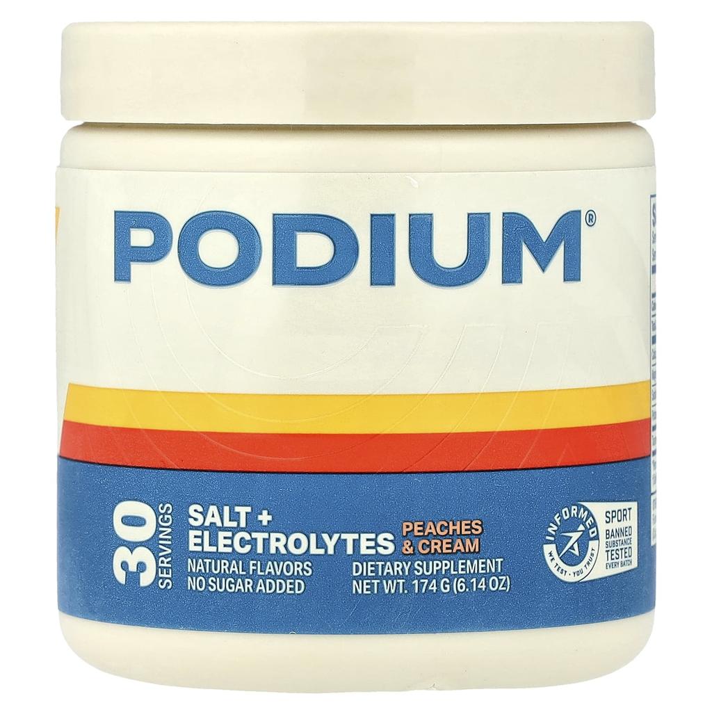 Podium Nutrition, Соль + Электролиты, Персик и Сливки, 6.14 унции (174 г)
