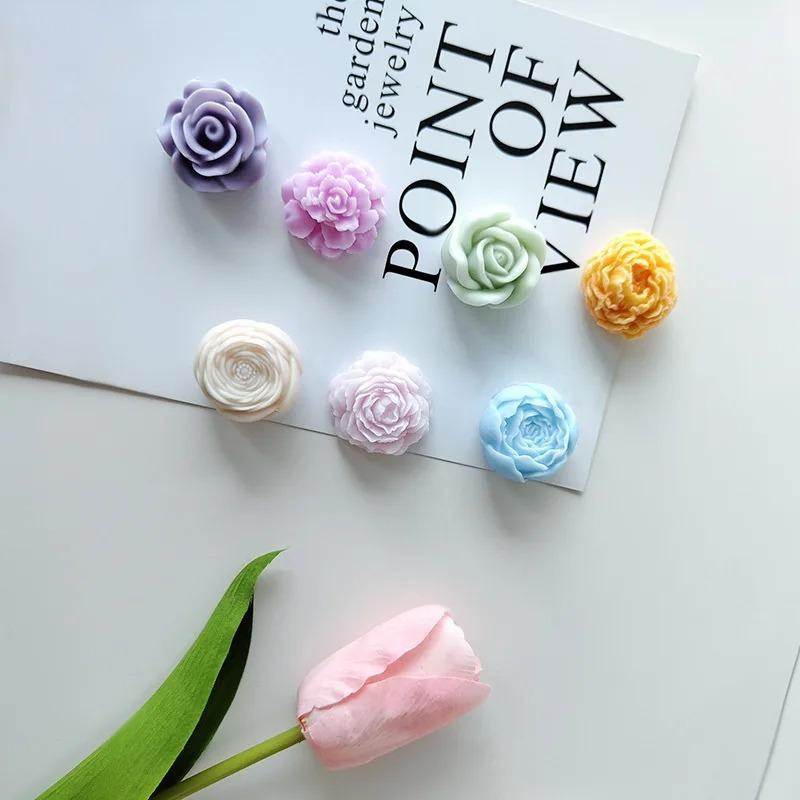 7 шт. Силиконовые формы для цветов 3D Роза Пион Ручная работа Свеча Мыло Гипс Смола Инструменты для изготовления поделок