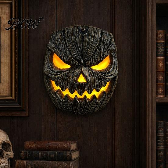 Spooky Porch Decoration Pumpkin Face Figurine, Wall Mounted Tree Statue, Figurine Resin Hugger for Outdoor Yard, Decor Halloween