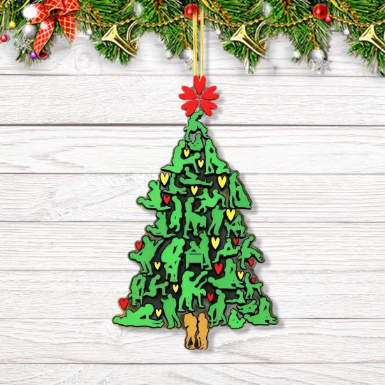 The Naughty Tree Christmas Ornament Humorous 2D Acrylic Green Tree Shaped Hanging Decor Funny