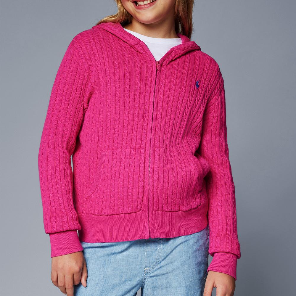 Polo Ralph Lauren Solid Cable Knit Zip-Up Hoodie Детские свитера Magenta 313916533-005