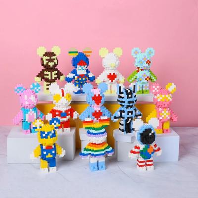 Забавный Мини-Медведь Мрачный Мультяшный 3D Микро Строительные Блоки Креативная DIY Модель Фигурка Игрушки Настольный Декор Для Детей Подарок на День Рождения