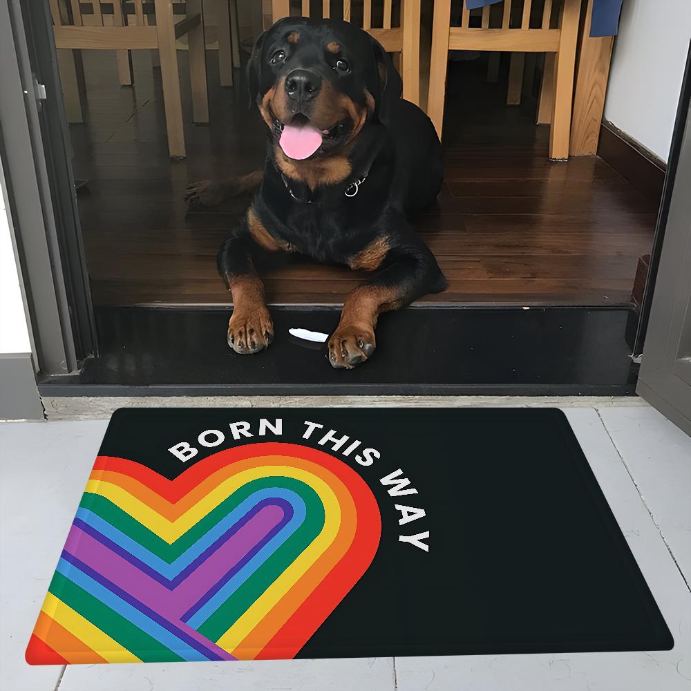 Gay Lesbian LGBT Rainbow Love Floor Mat Bathroom Mat Kids Room Bedroom Decoration Balcony Anti-Slip Doormat Living Room Bedside