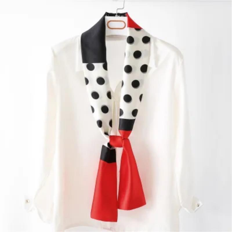 Хиджаб Натуральный Длинный Шелк Женский Принт Элегантные Шейные Платки Лента для Волос Головная Повязка Завязка Украшение Ручки Сумки Фуляр Воротник Косынка