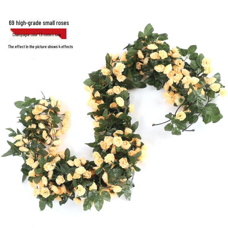 Artificial Rose Vine for Living Room Decoration, Air Duct Cover, Plastic Flower Garland