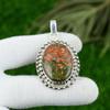 Natural Unakite Gemstone Pendant 925 Sterling Silver Indian Jewelry For Women