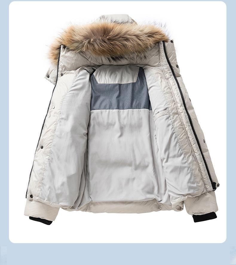 Зимняя мода 2025: Толстая пуховая куртка с большим меховым воротником, 90% белого утиного пуха, Универсальная и теплая, Морозостойкая верхняя одежда