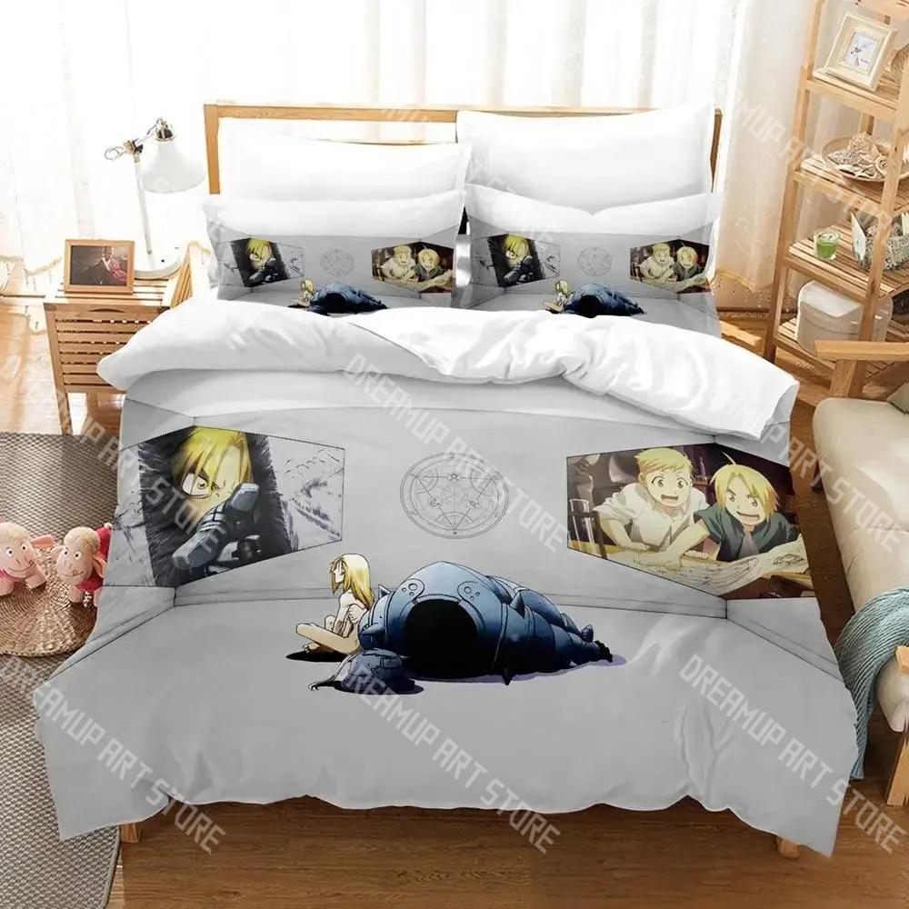 Fashion Fullmetal Alchemist Bedding Set Single Twin Full Queen King Size Bed Set Kids Bedroom Duvetcover Sets Bed Sheet Set