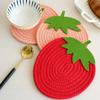 Cartoon Fruit Insulated Meal Mat Red Strawberry Cute Shape Beverage Tea Mat Cup Tableware Drying Mat Cotton Pot Holder Home Table Decoration