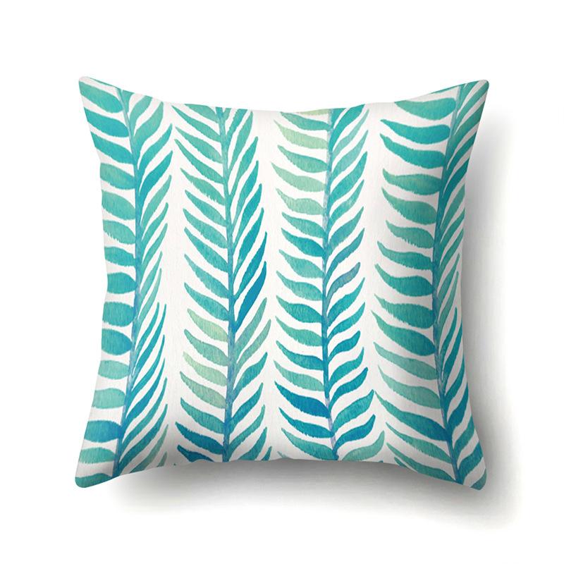 Polyester Pillowcase Ins Style Plant Flowers Nordic Printed Peach Leather Velvet Cushion Cover Sofa Waist Cushion Cover