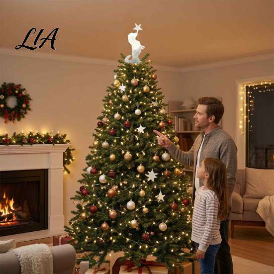 Holiday Pet Themed Decor Metal Dog Christmas Tree Topper, 11.81 Inch Cute Dachshund Topper Modern Ornament with Star, Decoration, Gifts for