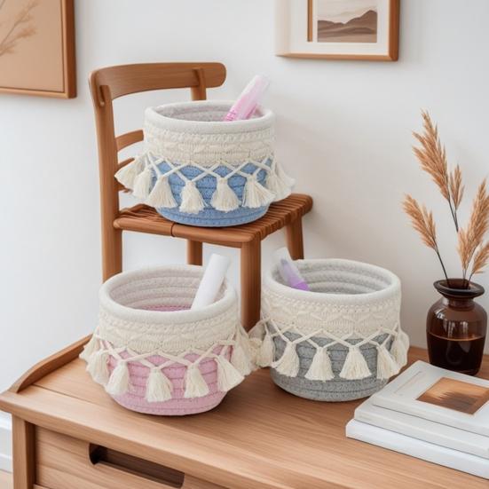 Корзина для хранения, органайзер для кистей для макияжа с кисточками, многоцелевая плетеная корзина для хранения большой емкости