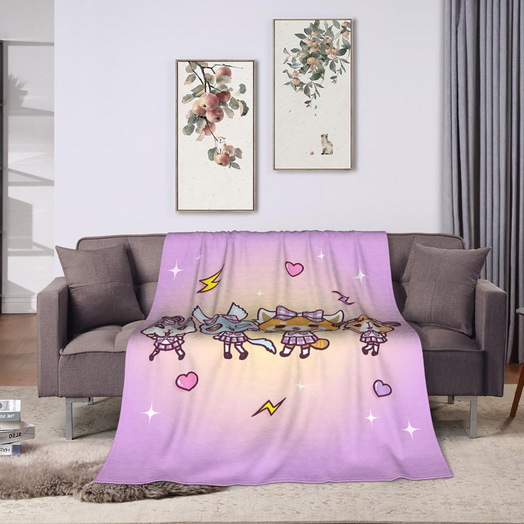 Aggretsuko Flannel Blanket Winter Warm Soft Throw Blanket for Kids Outdoor Pattern Bedspread Sofa Bed Cover
