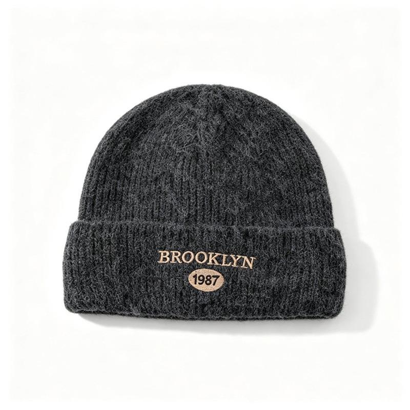 Women's Autumn and Winter Ear Protector Pullover Hat Alphabet Baotou Hat Outdoor Warm Hat Small Knitted Hat Cold Hat