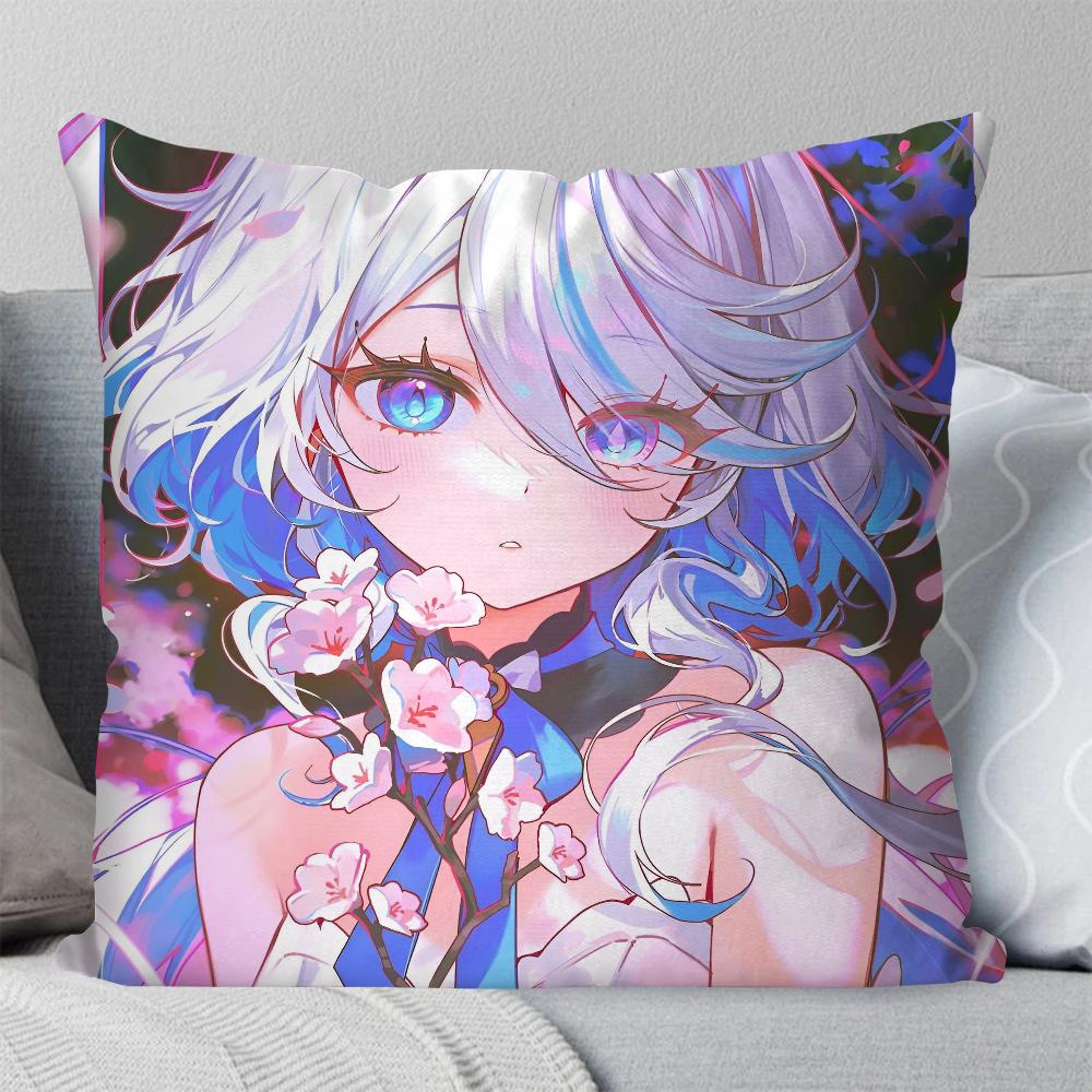 Фуррина Анимация Игра G-Genshin I-Impact Наволочка Квадратная Подушка Спальня Диван Досуг Комфорт Гостиная Домашнее Украшение 40X40
