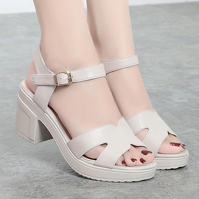 Модные летние новые женские босоножки на высоком каблуке, черные босоножки на толстой платформе, водонепроницаемые модные босоножки с застежкой-молнией Fish Mouth Tap Button