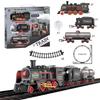 Retro Rail Train Toys Simulation Train Track With Steam Music Light Electric Car Toys Gift For Boys