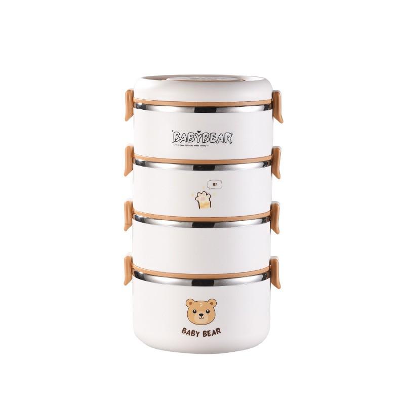 Stainless Steel Insulated Lunch Box Adults Kids - Round Multi-Layer Bento Container With Lid Utensils