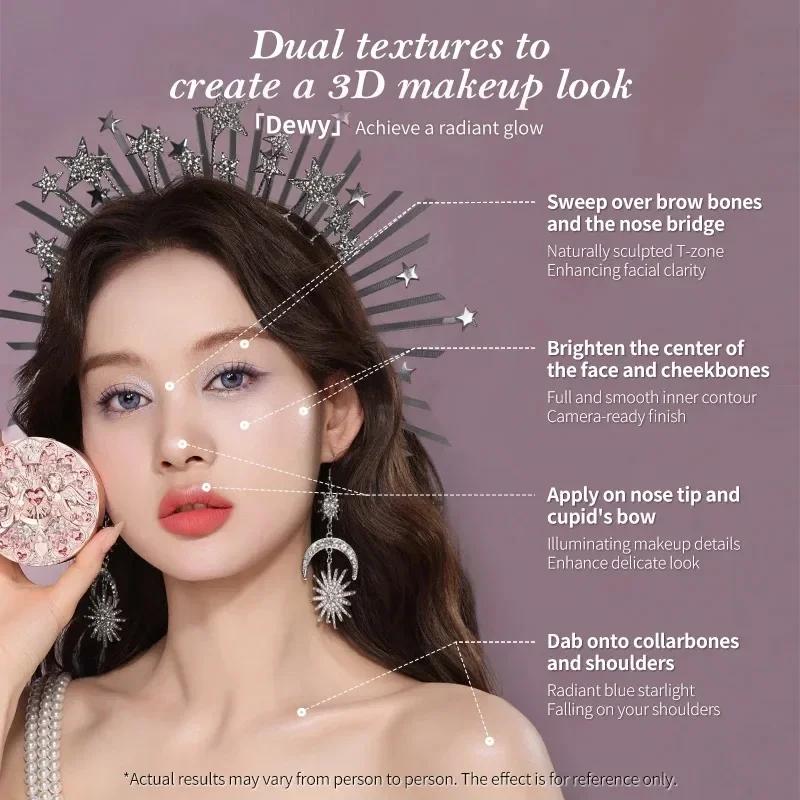 Flower Knows Little Angel Collection Relief Highlight Face Powder iluminador Makeup Contour Highlighter Palette 8 г/0,3 жидких унций