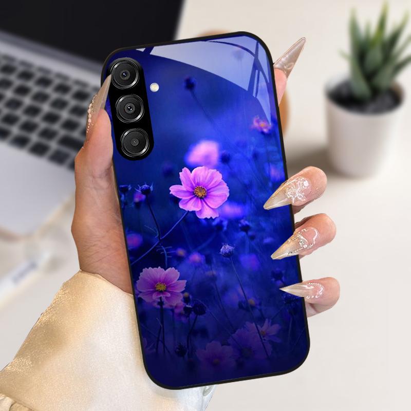 Модный Чехол Для Samsung A55 A56 Чехол A25 A26 Закаленное Стекло Чехол Для Телефона Для Galaxy A15 A35 A36 Жесткий PC Стекло Защитный Fundas