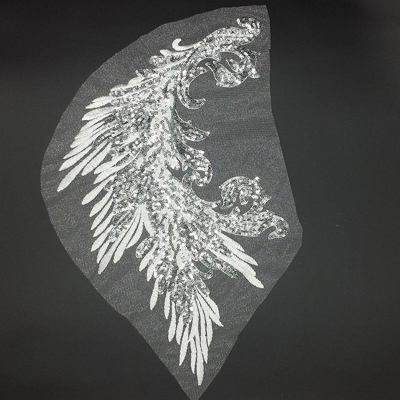 Вышитые нашивки Швейные аксессуары Перья Пайетки Кружево Рукоделие Хвост Феникса Сделай сам Пайетки Нашивки