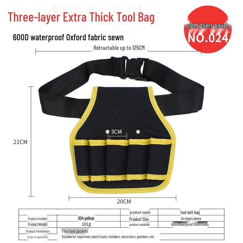 Утолщенная холщовая поясная сумка для мультиинструмента с большими и маленькими карманами для электриков