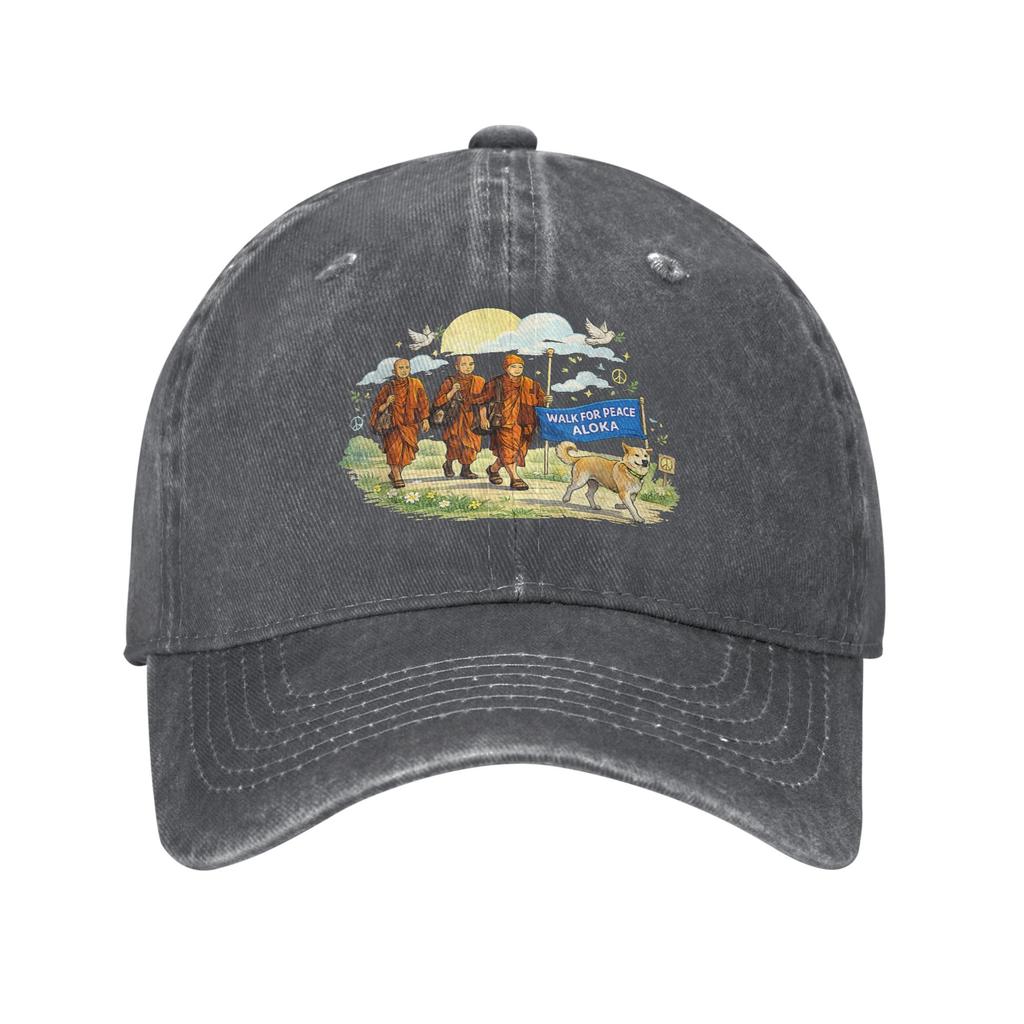 Spring Peace Walking Monks Baseball Cap Sun Sun-Proof Design Washed Hip Hop Hats Unisex-Teens Streetwear Running Hippie Cap