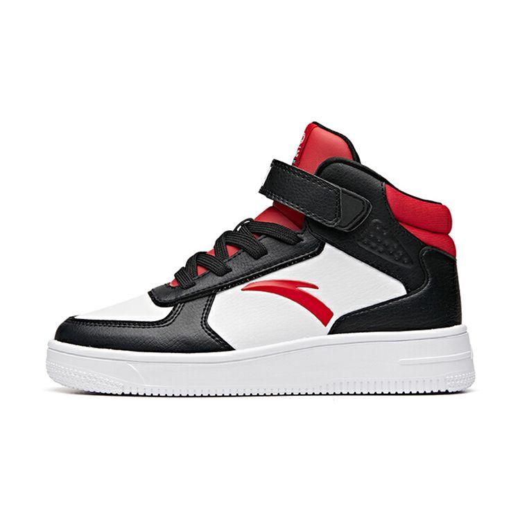 Anta Comfortable Lightweight Non-Slip Wear-Resistant High-Top Skate Shoes Kids Sneakers Black White Red A33038010H-2