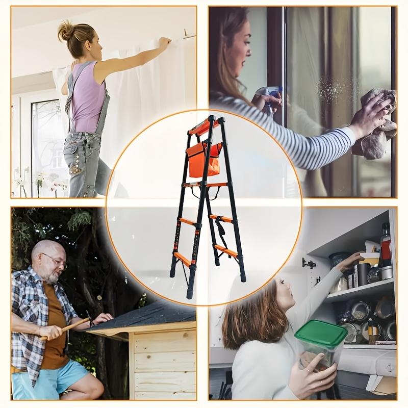 Telescopic Ladder, Portable Stepladder - Max Load 120 Kg, with Tool Storage Bag, Ideal for Decoration and Maintenance Scenarios