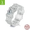 Glamour Lace Moissanite Wide Ring, Elegant Luxury Glamour S925 Sterling Silver Ring Jewelry