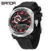 Sanda Men's Led Analog Digital Electronic Watches Multi-functional Fashion Outdoor Sports Luminous Waterproof Quartz Wristwatch